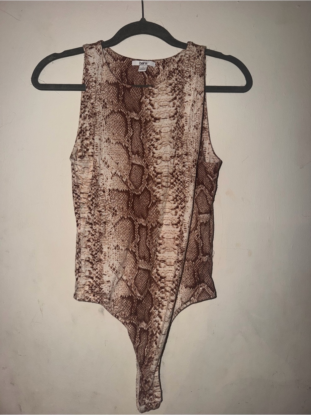 Bar lll Brown & Cream Colored Snake Print Bodysuit